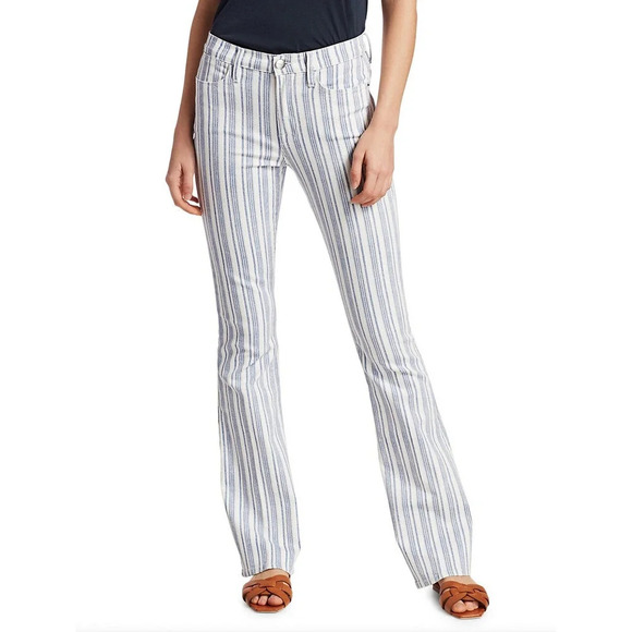 FRAME Le High Flare White and Blue Surfer Stripe Jeans Size 27 - NWT - Picture 3 of 12